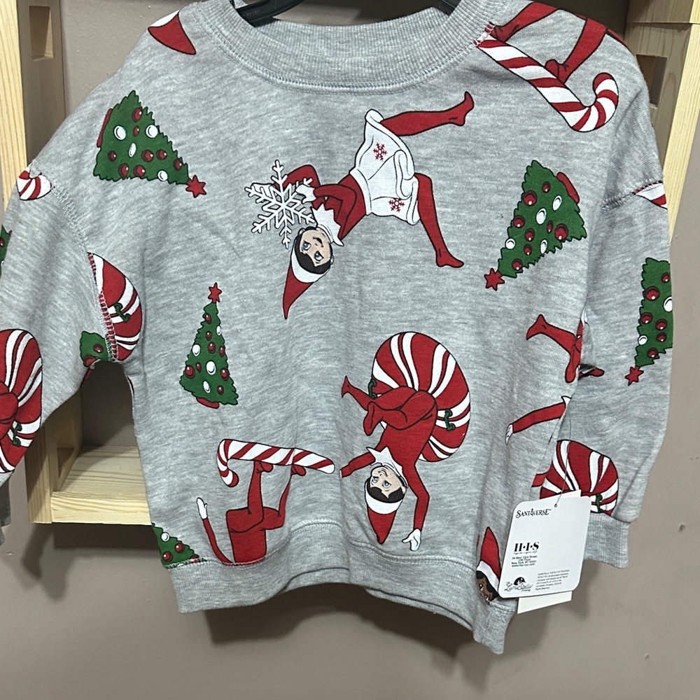 Festive Gray Kids Sweatshirt with Holiday Design